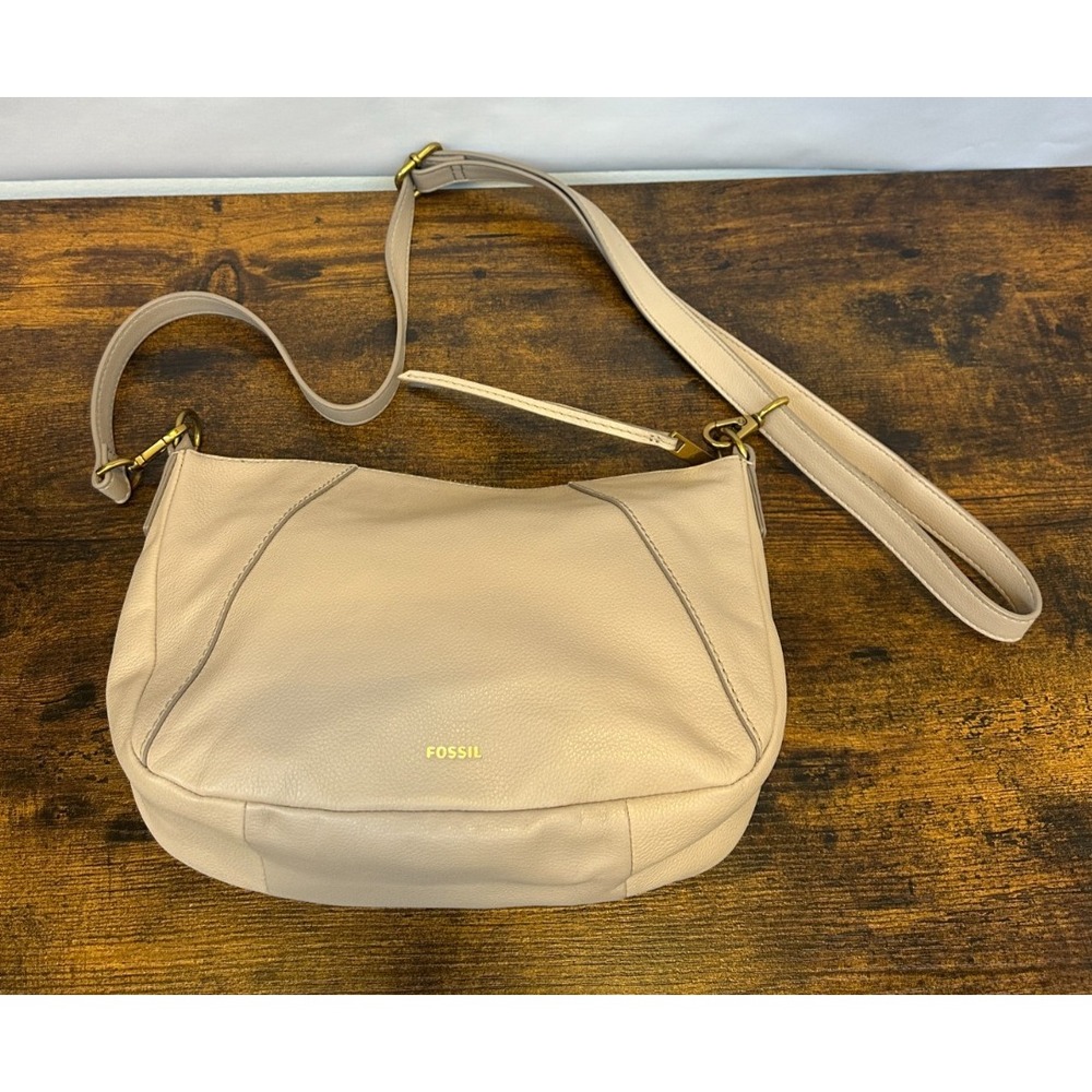 Fossil Skylar Cowhide Leather Crossbody Shoulder Bag Cream Detachable Long Strap - Picture 9 of 12